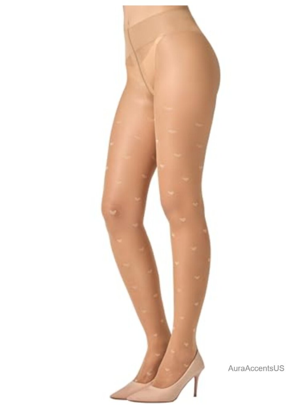 Sheer Patterned Tights with Heart Design, Soft Stretch Pantyhose for Women